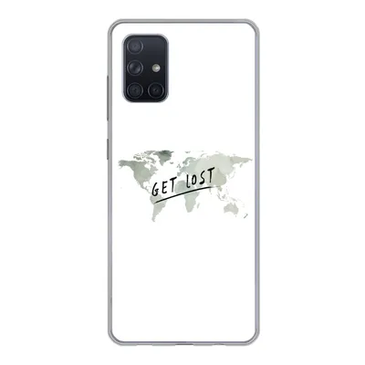 Produktbild von MuchoWow® Handyhülle Schutzhülle Hülle für Samsung Galaxy A51 5G Weltkarte - Grau - Zitat Silikon Softcase Handy Hülle - Abbildung