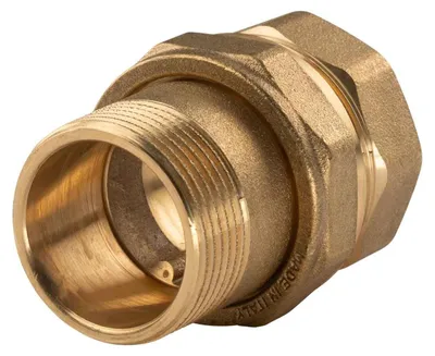 Produktbild von Messing Gewinde-Fitting Verschraubung gerade flachdichtend 1 1/4"IG - 1 1/4"AG (DN 32) - schwere Ausführung