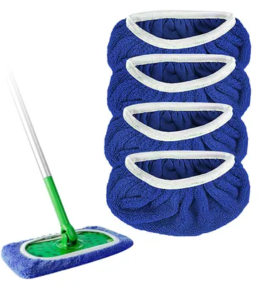 Obrázek produktu pro Opakovaně použitelné utěrky kompatibilní se systémem Swiffer Sweeper, náhradní balení mikrovláknových hadříků na podlahu, 4 kusy, vhodné pro čištění dřevěných podlah, barva: modrá
