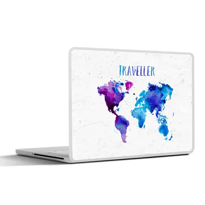 Produktbild von MuchoWow® Laptop Aufkleber Sticker Cover Weltkarte - Sprichwörter - Aquarelle 32.5x23.5 cm - Sticker für Laptop - Selbstklebend
