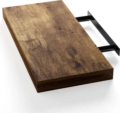 Produktbild von CASARIA® Wandregal Holz Dunkle Eiche Hängeregal mit Halterung 15kg Tragkraft Küche Wohnzimmer Flur Schweberegal Bücherregal Regalbrett Schwebend 50cm