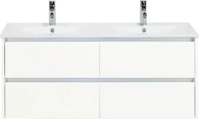 Produktbild von Sanox Badmöbel-Set Dante BxHxT 121 x 52 x 46 cm Frontfarbe weiß mit Waschtisch Keramik