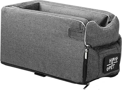 Produktbild von Hunde-Autositz Pet Booster Seat Armlehne Atmungsaktiver Reiseträger mit Gurten Sicherheitsstuhlkorb, Grau