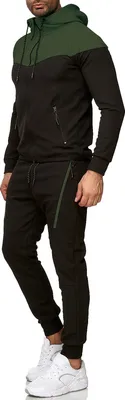 Produktbild von Herren Jogginganzug | Freizeitanzug 984 Schwarz Oliv XXL