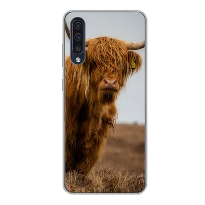 Produktbild von MuchoWow® Handyhülle Schutzhülle Hülle für Samsung Galaxy A50 Schottischer Highlander - Düne - Gras Silikon Softcase Handy Hülle - Mobiltelefonhülle