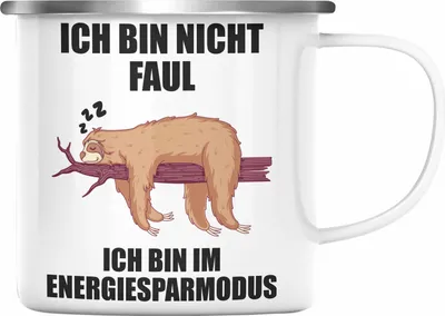 Produktbild von Trendation - Lustige Faultier Sprüche Emaille Tasse Mitarbeiter Geschenk Arbeitskollege Kollege Kollegin Abschiedsgeschenk (Silber)