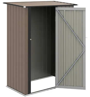 Obrázek produktu pro Zahradní domek z oceli s uzamykatelnými dveřmi | Barva: Hnědá | Rozměry: 84 x 142 x 189 cm