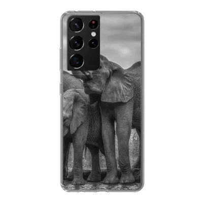 Produktbild von MuchoWow® Handyhülle Schutzhülle Hülle für Samsung Galaxy S21 Ultra Elefant - Tiere - Wasser - Schwarz und weiß Silikon Softcase Handy Hülle - Mobiltelefon