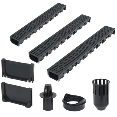 Image de vidaXL Canaux de drainage 3 pcs. Plastique 3 m