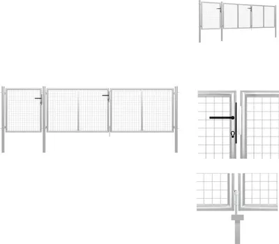 Immagine prodotto di vidaXL Cancello da giardino in acciaio 400 x 100 cm argento - Cancelli da giardino