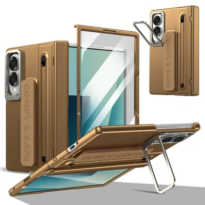 Obrázek produktu pro Pouzdro pro Samsung Galaxy Z Fold 8, s stojánkem, ochranou pantu, stylusem a poutkem, odolné PC Zlatá