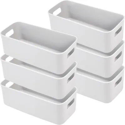 Zdjęcie produktu dla LYLIDIA pojemnik plastikowy 30cm zestaw 6 szary - organizer do kuchni łazienki biura