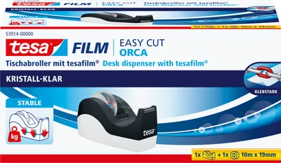 Produktbild von tesa Tischabroller ORCA + 1x Tesafilm Rolle 19 mm x 33 m kristall-klar