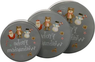 Productafbeelding van Set van 3 Koekjestrommels - Vrolijke Kerst Design