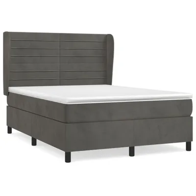 Produktbild von vidaXL Boxspringbett mit Matratze Dunkelgrau 140x200 cm Samt