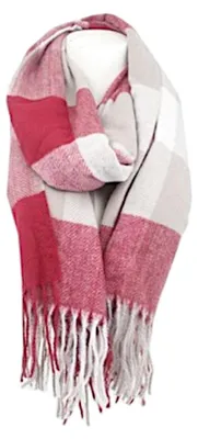 Produktbild von Winter Damen Schal » Cashmera Soft » Winterschal Karo Muster » Damenschal » Fransenschal 180 x 65 cm: Rot Farbe: Rot