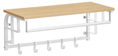 Produktbild von VASAGLE Wandgarderobe mit Ablage, Wandregal mit 5 abnehmbaren Haken