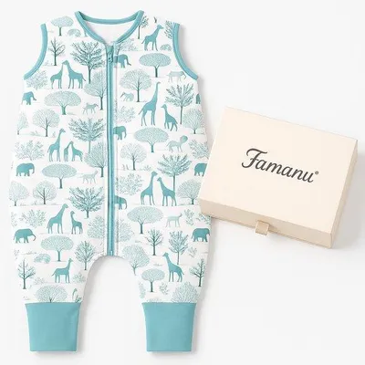 Productafbeelding van Famanu slaapzak, 100% katoen, 0,5 TOG, voor baby's en peuters, pyjama voor jongens en meisjes