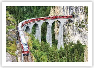 Produktbild von Poster - Poster ohne Rahmen - Viadukt Landwasser Zug - 70x50 cm - Wand Bild - Wanddeko - Wandbilder - Kunstposter - Wandposter - Bilder - Kunstdruck - Wanddekoration - Wandbild - P2XAA70x50-4605