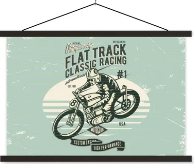 Produktbild von MuchoWow® Textilposter Motorrad - Retro - Zitat 60x40 cm mit schwarzem Rahmen - Hölzernes