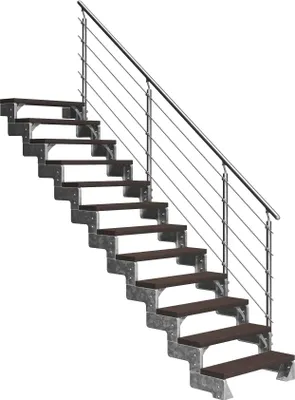 Produktbild von Dolle Außentreppe Gardentop 234-286cm Geschosshöhe mit Trimax dunkelbraun 80cm breit mit Prova-Geländer