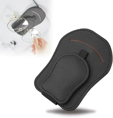 Obrázek produktu pro Magnetický kožený držák na brýle do auta, držák na brýle do auta, držák na lístky