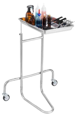 Zdjęcie produktu dla Wózek laboratoryjny ze stali nierdzewnej VEVOR, wózek laboratoryjny z pojedynczą półką, mobilny wózek medyczny z 2 cichymi kołami, wózek laboratoryjny do laboratorium, kliniki, szpitala, salonu