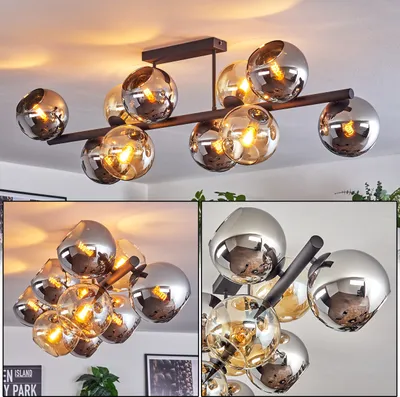 Produktbild von Cesaro Deckenlampe aus Metall/Glas in Schwarz/Chrom/Rauch/Bernstein