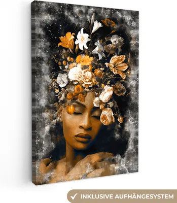 Obrázek produktu pro OneMillionCanvasses® - Plátna - 90x140 cm, Ženy - Zlatá - Květiny, Nástěnná dekorace - Nástěnná dekorace - Ložnice