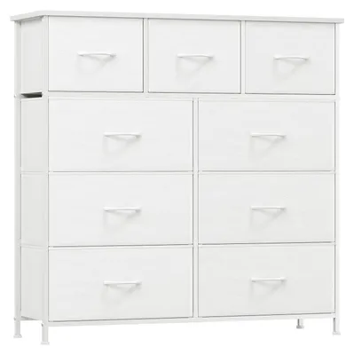Productafbeelding van Ladekast stof - Wit - 9 laden - 100 x 30 x 99 cm - Stalen frame