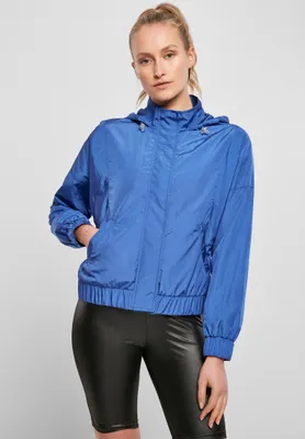 Zdjęcie produktu dla Urban Classics Damska kurtka oversize z błyszczącego marszczonego nylonu sportowy niebieski - XS