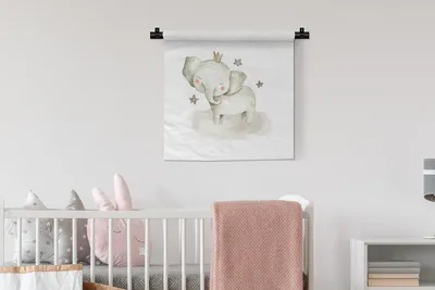 Produktbild von MuchoWow® Wandteppich Wandbehang Dschungel - Elefant - Krone 60x60 cm Tapisserie Dekoration Wandtuch - Dekorationen - Wand Decke
