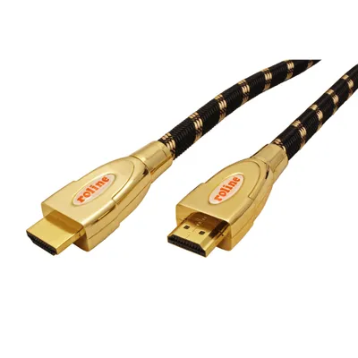 Obrázek produktu pro ROLINE 11.04.5690, 1 m, HDMI Typ A (standardní), HDMI Typ A (standardní), 3D kompatibilita, 18 Gbit/s, Černá, Zlato