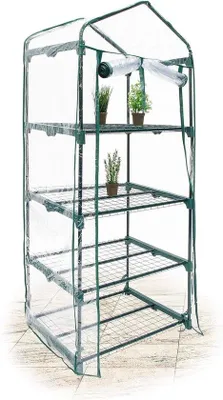 Produktbild von Famanu Gewächshaus mit 4 Regalen - 156 x 70 x 50 cm, platzsparend für Balkon und Terrasse