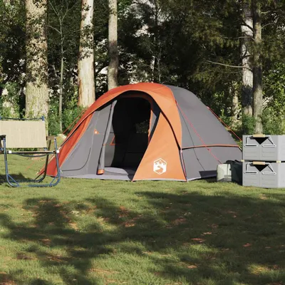 Produktbild von Möbel Familienzelt für 6 Personen Grau und Orange Wasserdicht - Campingzelte &47610