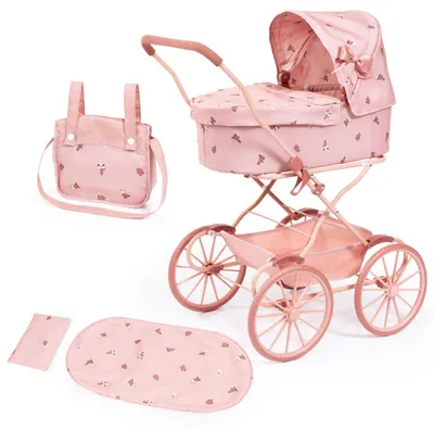 Image de Poussette pour poupées Bayer Design 14326AA, style nostalgique et classique, avec panier, sac et housse