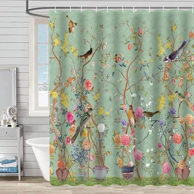 Immagine prodotto di Tenda da bagno usata - Impermeabile - Tenda per bagno - Tenda avvolgibile per bagno - Tenda da bagno stampata - Poliestere - 150x180 cm - Verde