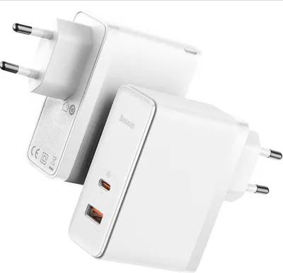 Obrázok produktu pre Wall Charger Baseus GaN5 Pro, 100W, 3A, 1 x USB-A - 1 x USB-C, with USB-C Cable, White CCGP090202