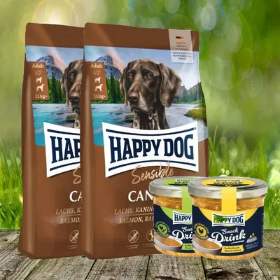 Produktbild von Happy Dog Supreme Sensible Canada 2 x 11 kg + 2 Happy Dog Snack Drink *geschenkt*