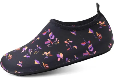 Productafbeelding van Waterschoenen voor heren en dames, aquaschoenen, maat 42/43 EU, maat 38, zwart, met bloemprint