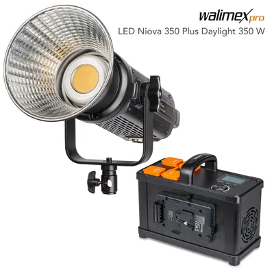 Zdjęcie produktu dla Lampa studyjna Walimex pro Niova Plus Daylight 350 W, ściemnialna lampa wideo LED, lampa wideo z odbłyśnikiem Bowens i miękkim dyfuzorem, lampa studyjna z technologią COB LED
