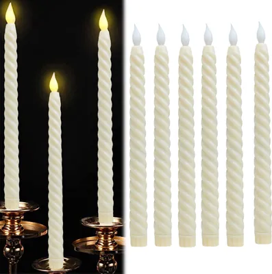 Produktbild von 6 Stück LED Stabkerzen Batteriebetrieben,Tafelkerzen LED Kerzen Flammenlos Weihnachtsdeko Esszimmer Restaurant Bankett Geburtstag Feiertag,Beige