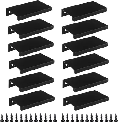 Produktbild von 12 Stück Möbelgriffe 80mm Schwarz Aluminiumlegierung, Küchenschrankgriffe, Schubladengriffe, Küchentürgriffe