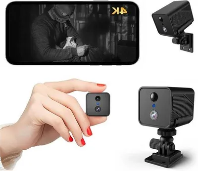 Zdjęcie produktu dla Miniaturowa kamera monitoringu - Bezprzewodowa kamera - System monitoringu domowego - 50 dni pracy na baterii - Rozdzielczość 4K - Czarna
