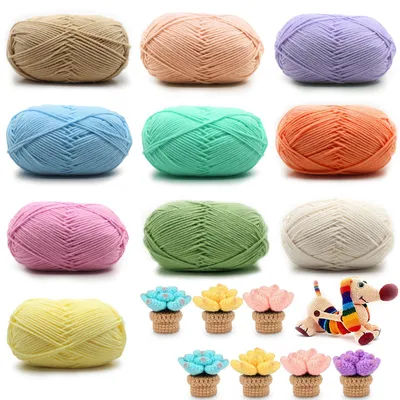 Häkelgarn-Set, 10 x 50 g, Baumwollgarn, 10 Farben, für Anfänger