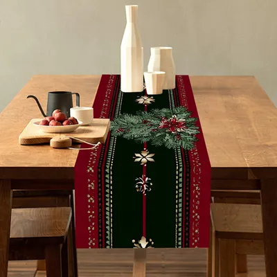 Immagine prodotto di Tovaglia decorativa natalizia, inverno, per la cucina, festiva, 40x100 cm, con motivo di albero di Natale
