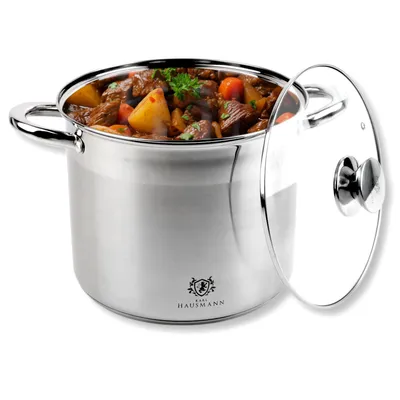 Produktbild von Kochtopf mit Deckel Suppentopf Edelstahl 28 cm 13,5L Induktion alle Herde Silber