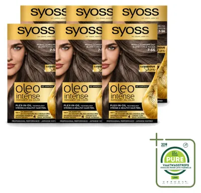 Zdjęcie produktu dla 6 sztuk farby do włosów SYOSS Oleo Intense 7-56 Mokka, ciemny blond, bez amoniaku - opakowanie zbiorcze