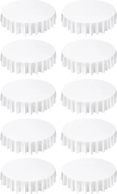 Immagine prodotto di SucceBuy 10 x tovaglie rotonde 2286 mm, protezione antipiega, tovaglia in poliestere lavabile in lavatrice per feste, matrimoni, banchetti e occasioni formali, bianco
