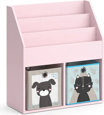 Produktbild von Kinderregal Vicco Luigi Rosa 72 x 79 cm mit 2 Faltboxen (Hund, Katze), Model 40770